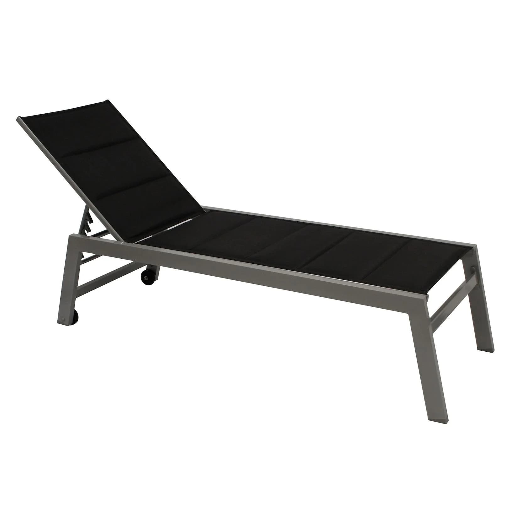 DEGAMO Rollenliege GIRONA extra hoch Aluminium Silber Textilgewebe gepolstert