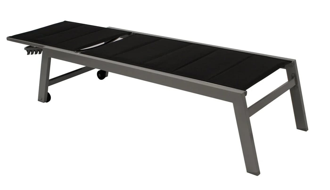 DEGAMO Rollenliege GIRONA extra hoch Aluminium Silber Textilgewebe gepolstert - Bild 2