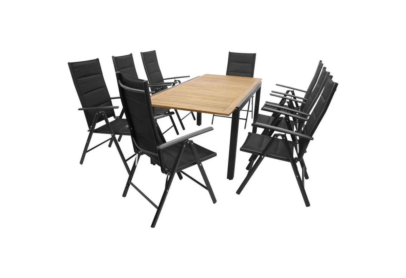 DEGAMO Garten-Essgruppe MILOS 9-teilig mit 8 Klappsesseln und Ausziehtisch - Bild 3