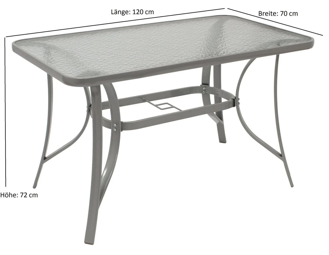 DEGAMO Gartentisch FLORENZ Metall Glas Silbergrau Modern - Bild 5