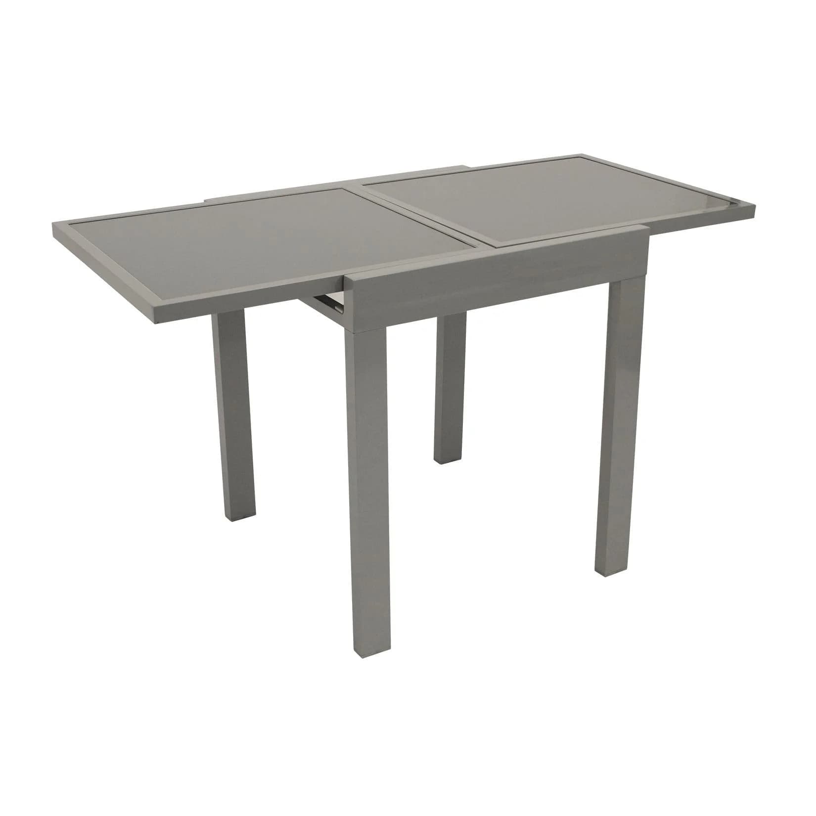 DEGAMO Balkon-Ausziehtisch AMALFI Silber Grau Aluminium Glas