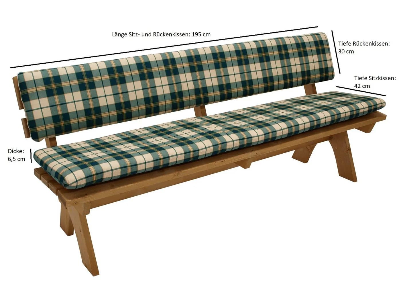 DEGAMO Bankauflage BOSTON 4-Sitzer Grün/Beige Kariert 2-teilig - Bild 4