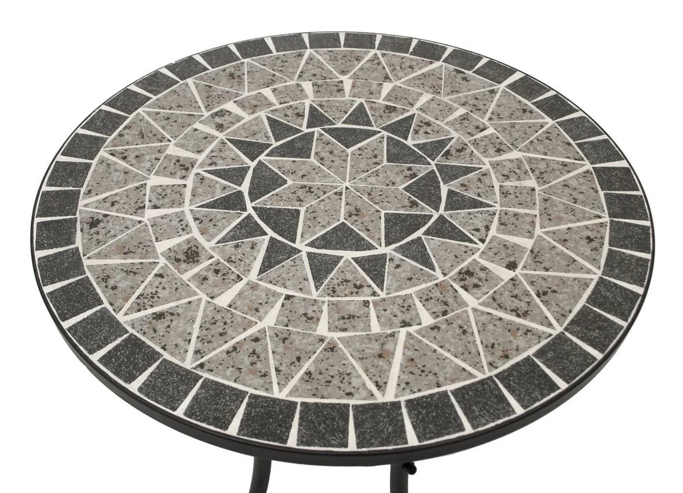 DEGAMO Bistrotisch SIENA Mosaik Grau/Weiss Eisen Gestell