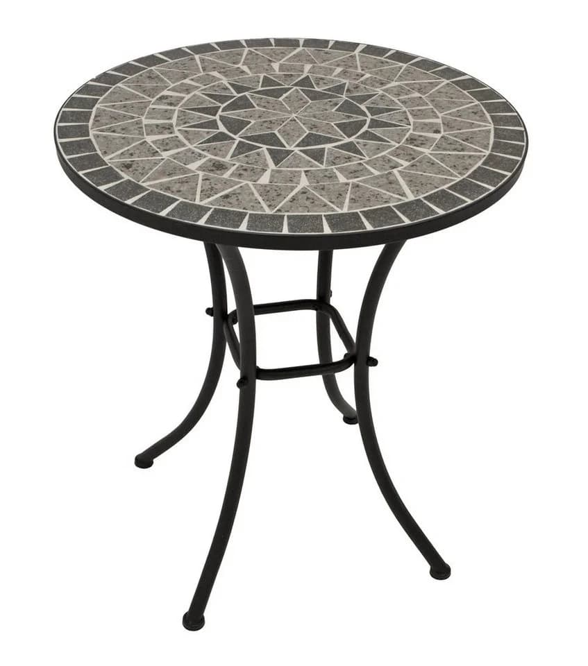 DEGAMO Bistrotisch SIENA Mosaik Grau/Weiss Eisen Gestell - Bild 2