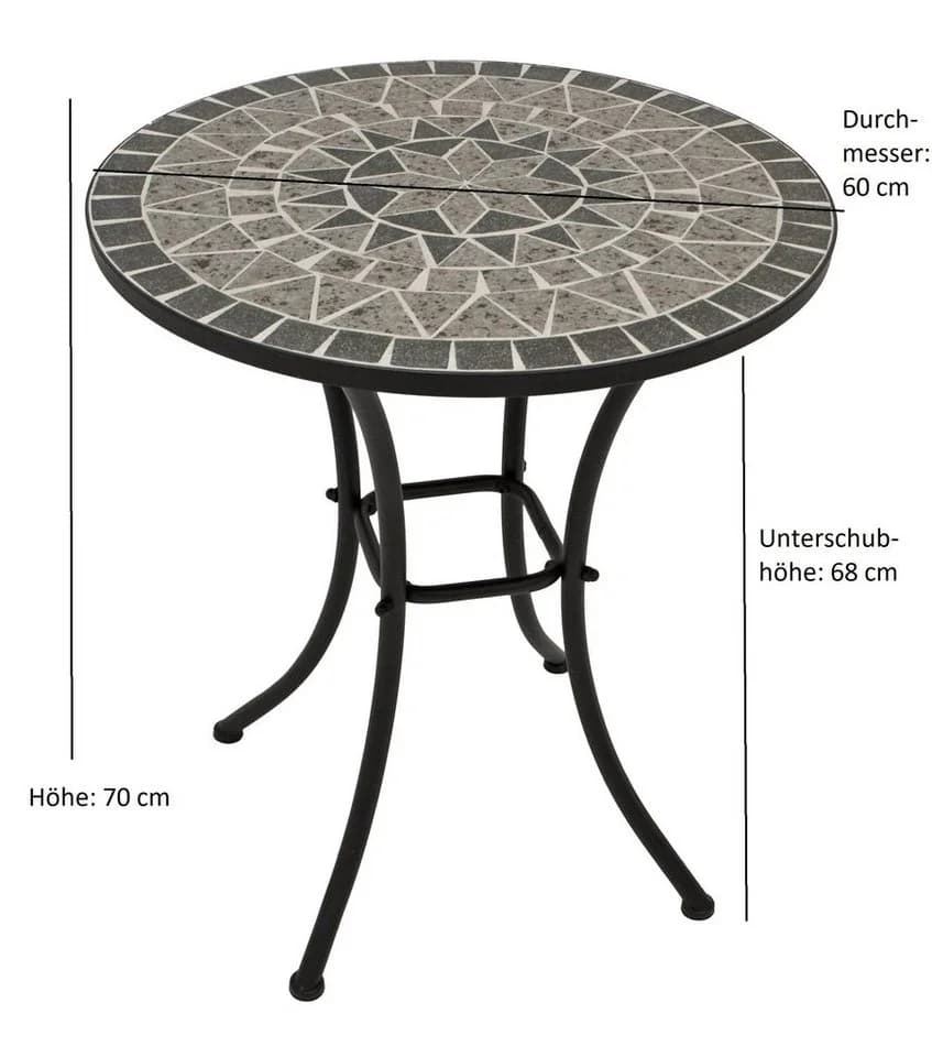 DEGAMO Bistrotisch SIENA Mosaik Grau/Weiss Eisen Gestell - Bild 4