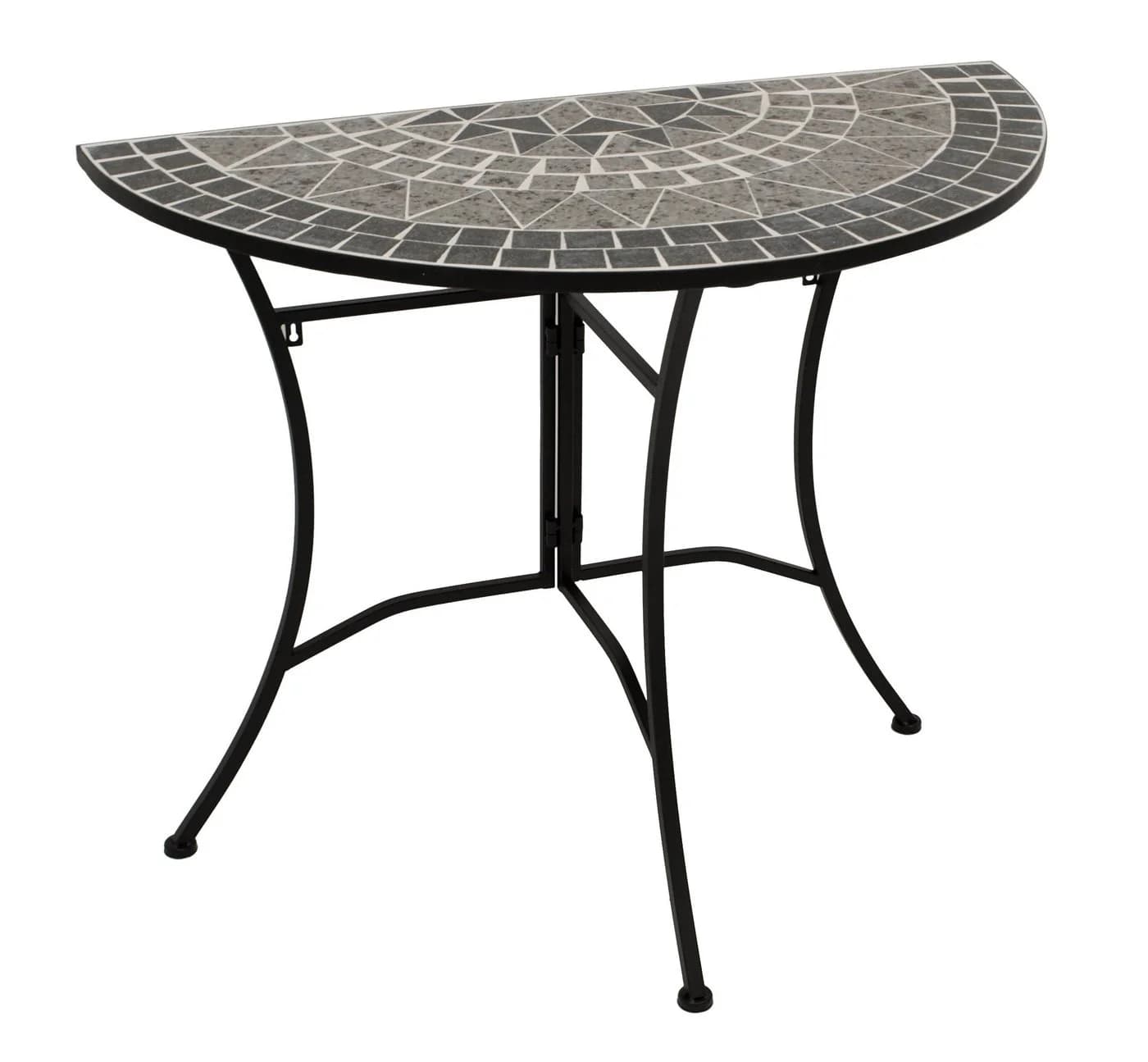 DEGAMO Wandtisch SIENA Halbrund Mosaik Grau Weiss - Bild 3