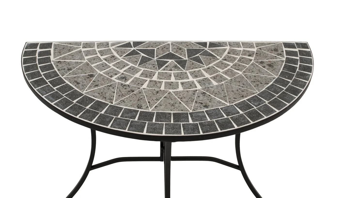 DEGAMO Wandtisch SIENA Halbrund Mosaik Grau Weiss - Bild 4