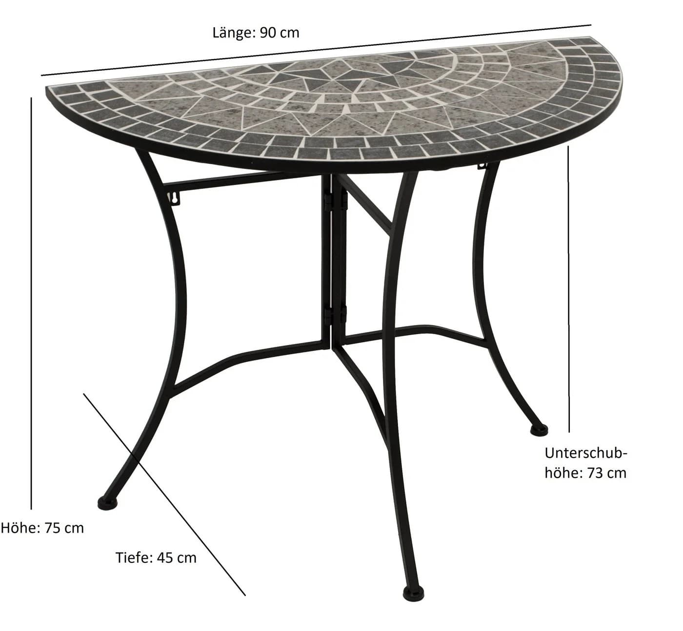 DEGAMO Wandtisch SIENA Halbrund Mosaik Grau Weiss - Bild 5