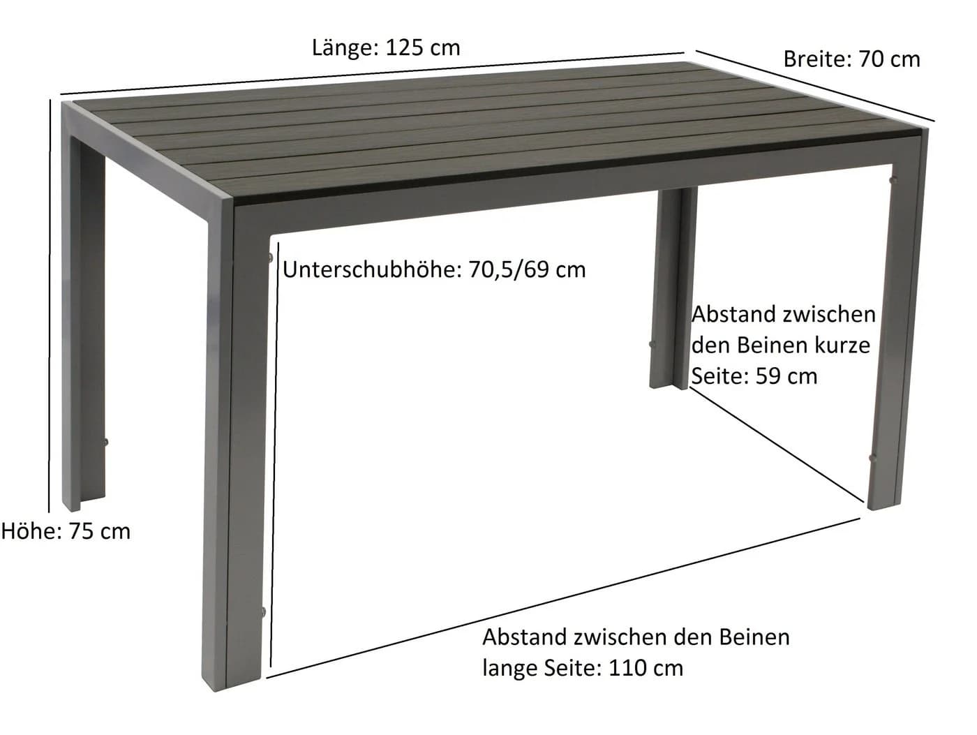 DEGAMO Gartentisch SORANO Aluminium Kunstholz Grau - Bild 5