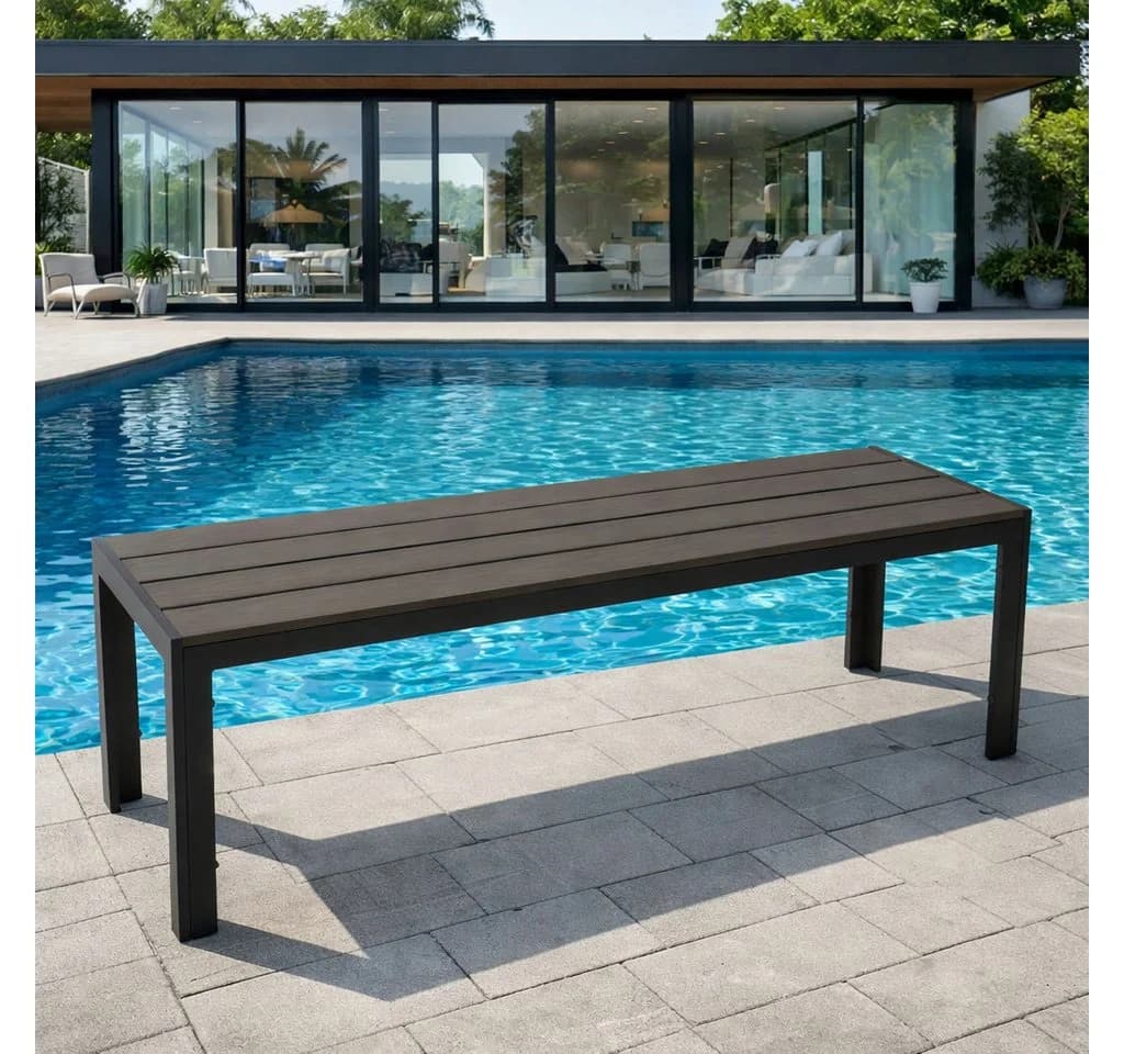 DEGAMO Gartenbank SORANO 2-sitzer 120cm Alu anthrazit Kunstholz grau wetterfest