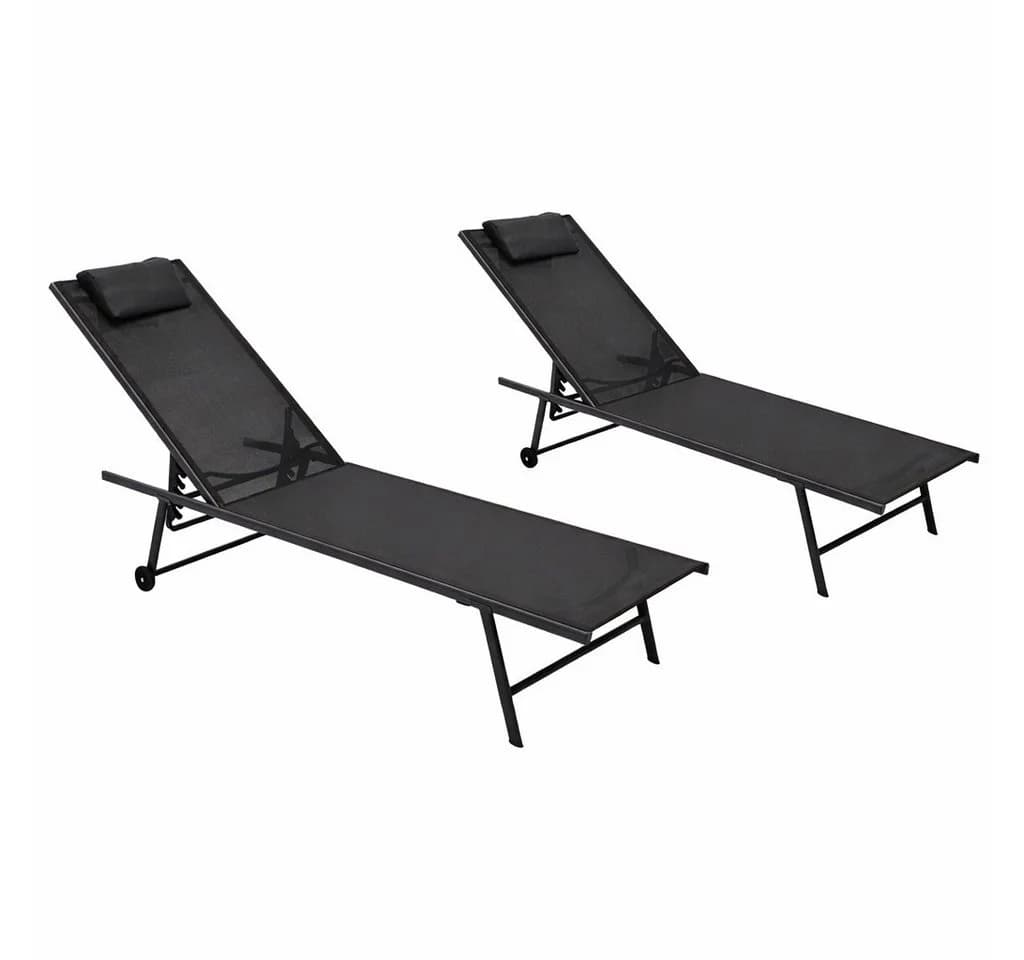 DEGAMO Rollliege MILANO 2er Set Stahl anthrazit Kunstgewebe rollbar - Bild 2