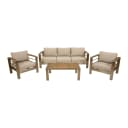 DEGAMO Lounge Set Cannes Aluminium gebürstet Kunstholz natur Polster hellgrau Bild 1