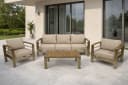 DEGAMO Lounge Set Cannes Aluminium gebürstet Kunstholz natur Polster hellgrau Bild 3