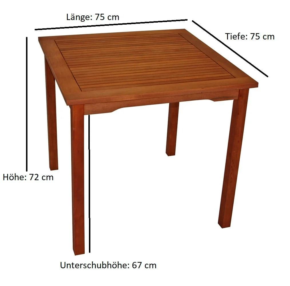 DEGAMO Gartentisch LAGO Eukalyptus 75x75cm - Bild 5