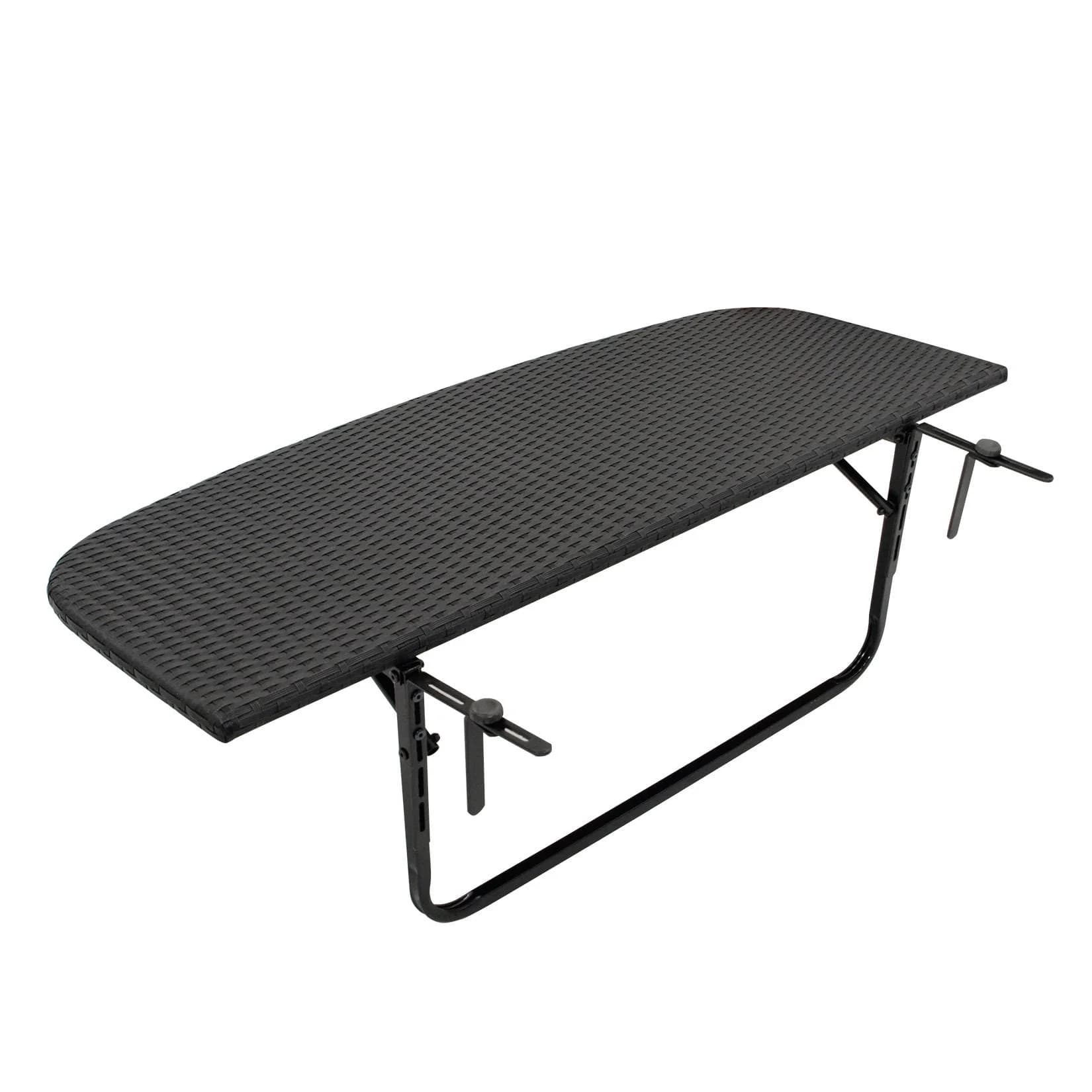 DEGAMO Balkonhängetisch 120x40cm Metall Polyrattan Schwarz