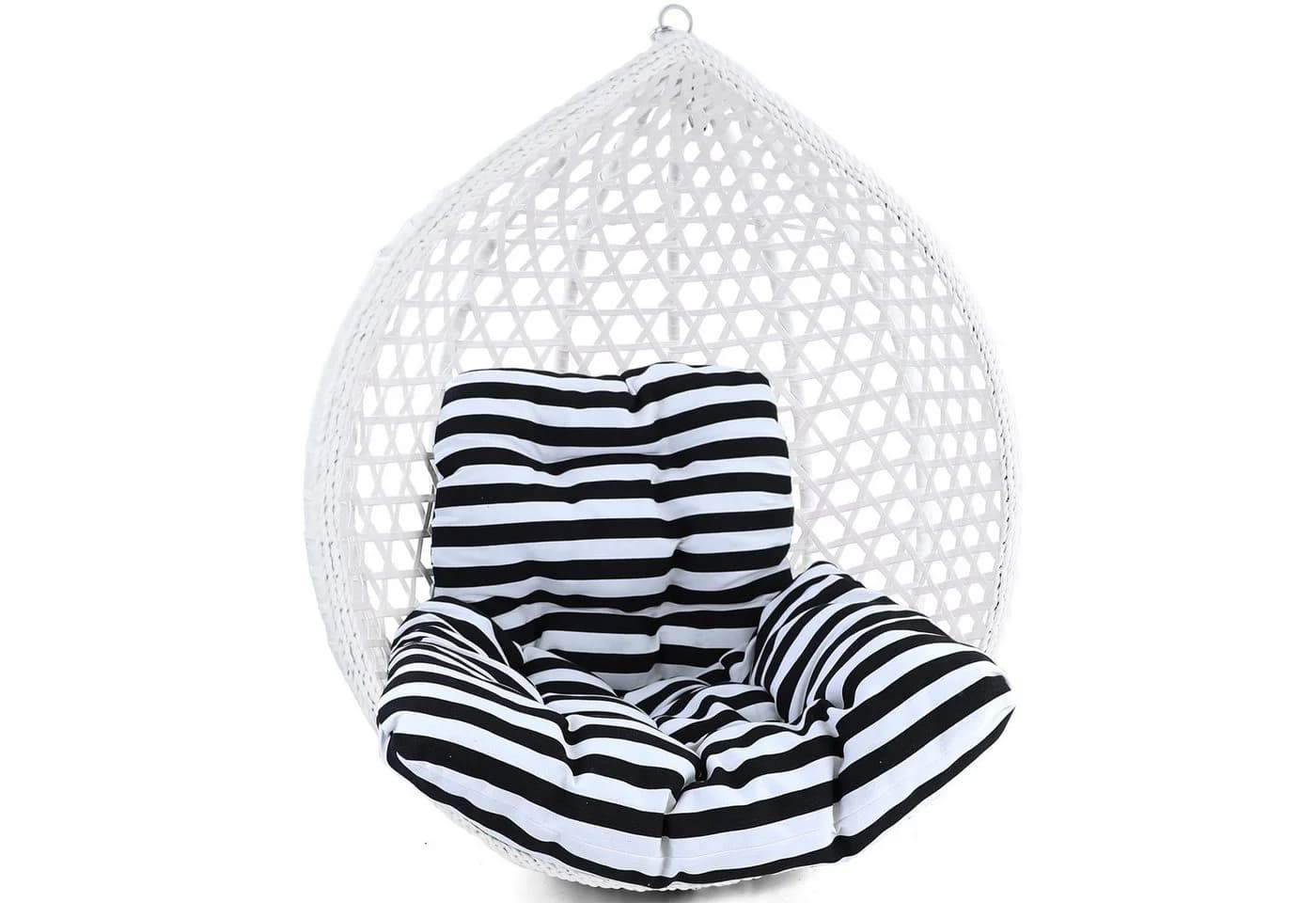 RAMROXX Hängestuhl Kissen Schwarz Weiss Gestreift 2-teilig - Bild 2