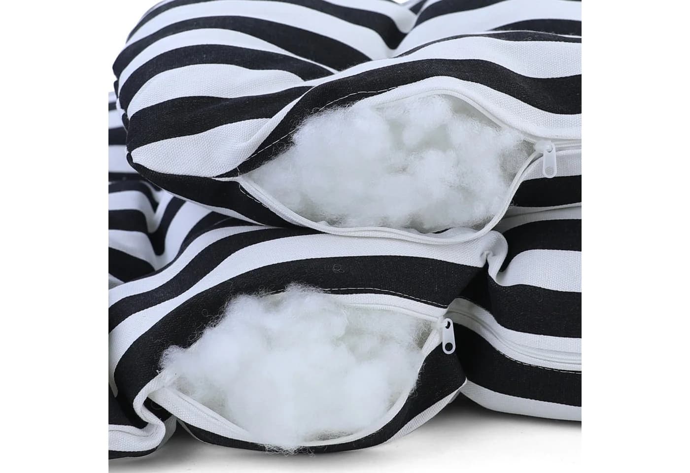 RAMROXX Hängestuhl Kissen Schwarz Weiss Gestreift 2-teilig - Bild 5
