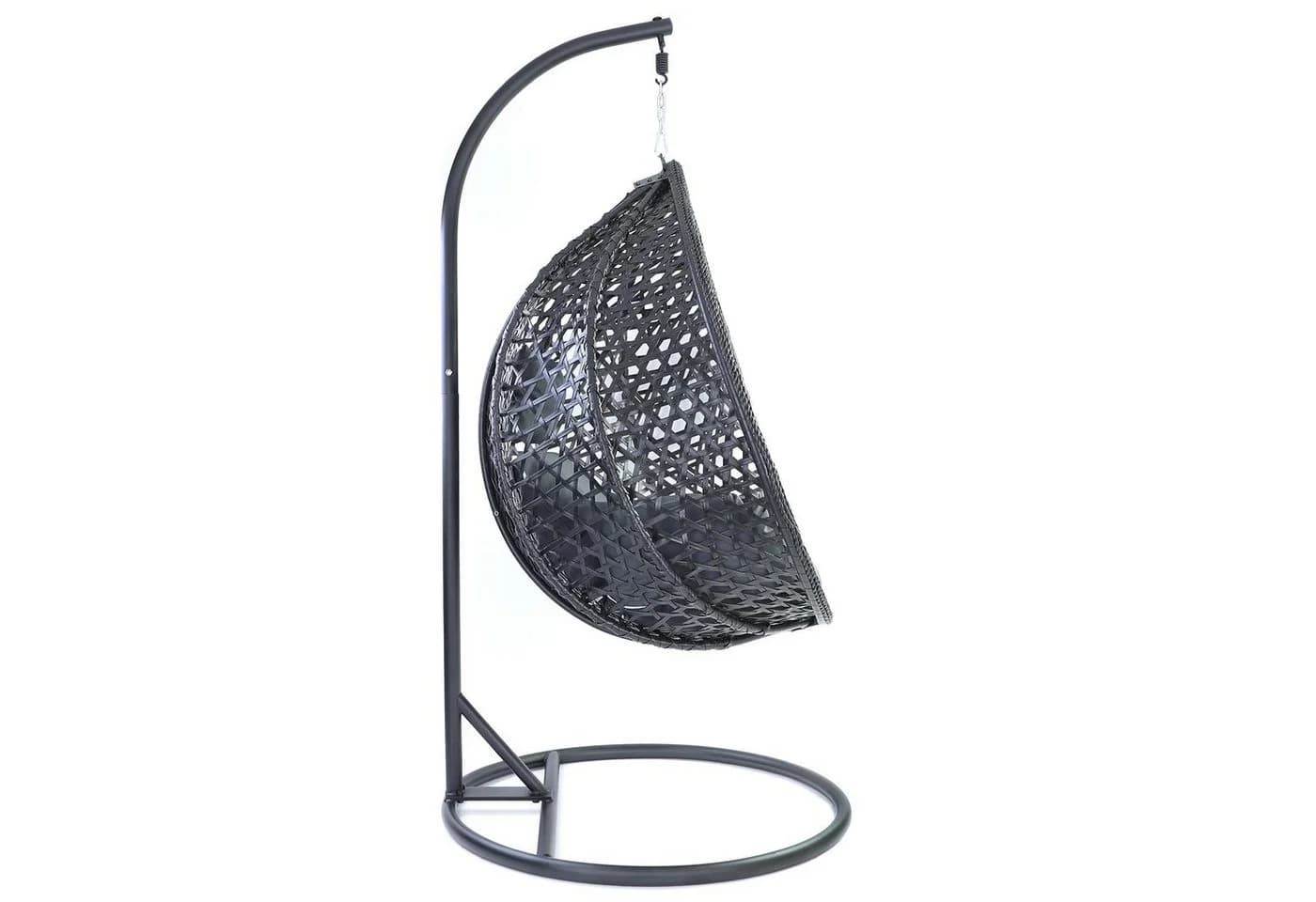 RAMROXX Hängesessel Style XXL Schwarz/Grau mit Kissen