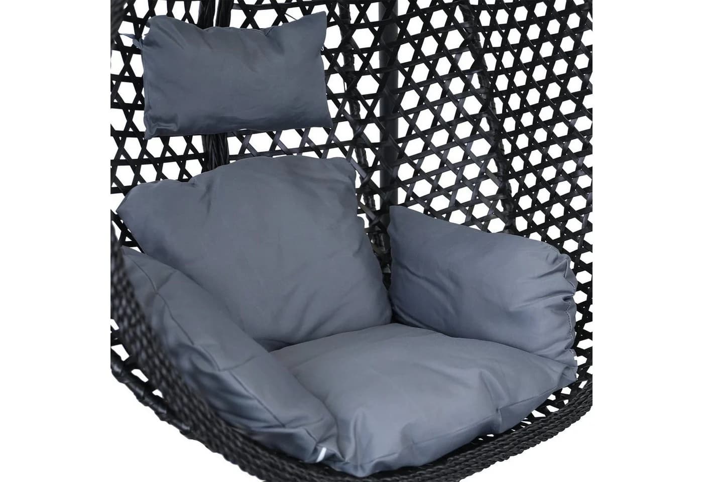 RAMROXX Hängesessel Style XXL Schwarz/Grau mit Kissen - Bild 3