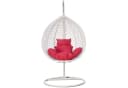 RAMROXX Hängesessel XXL Rattan Korb Weiss mit Relaxkissen Pink Bild 1
