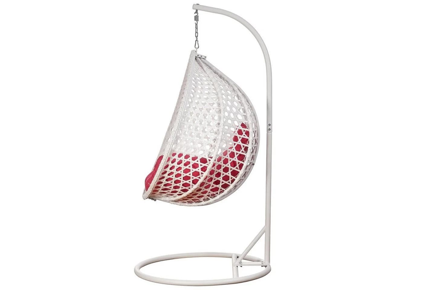 RAMROXX Hängesessel XXL Rattan Korb Weiss mit Relaxkissen Pink - Bild 3