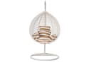 RAMROXX Hängesessel XXL Rattan Korb Weiss mit Kissen Braun Bild 1