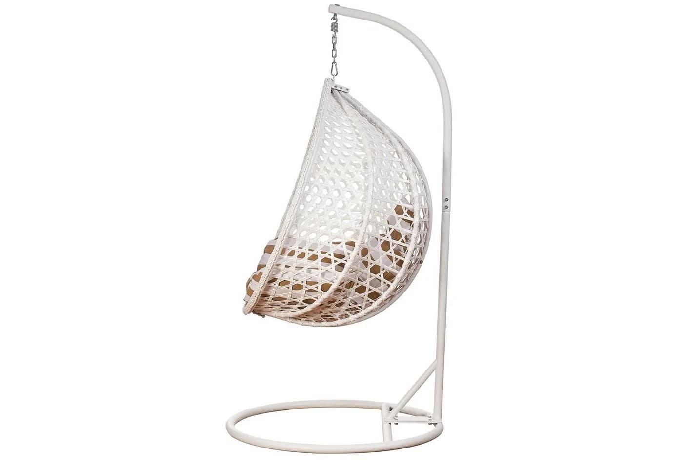 RAMROXX Hängesessel XXL Rattan Korb Weiss mit Kissen Braun - Bild 3