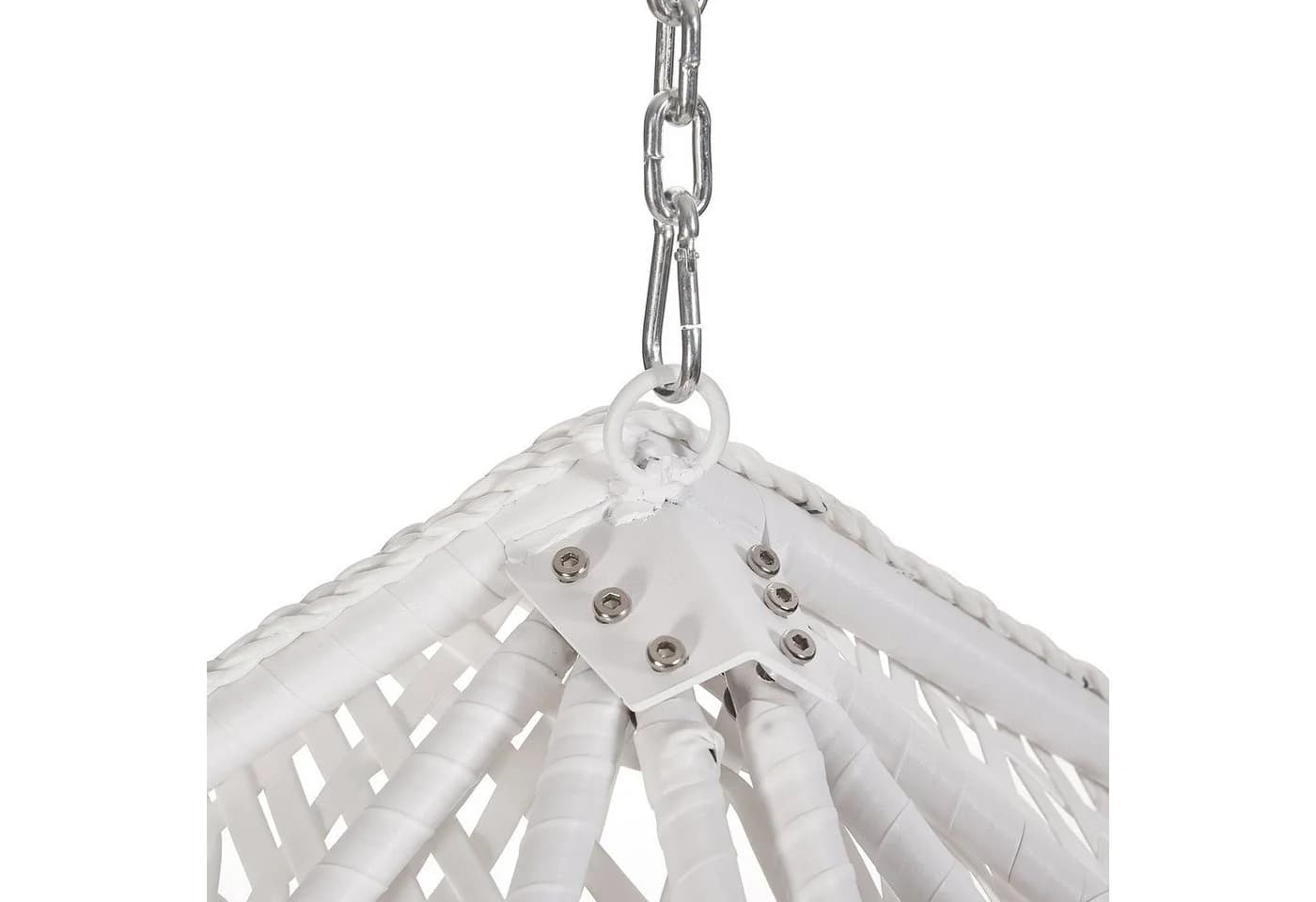 RAMROXX Hängesessel XXL Rattan Korb Weiss mit Kissen Braun - Bild 4