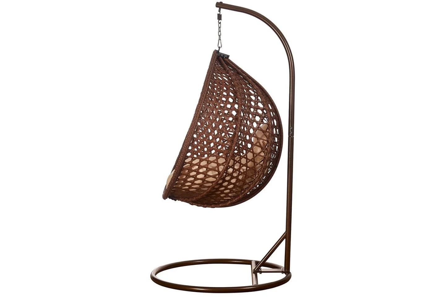 RAMROXX Hängesessel Luxus Style XXL Rattan Braun Beige mit Relaxkissen - Bild 3