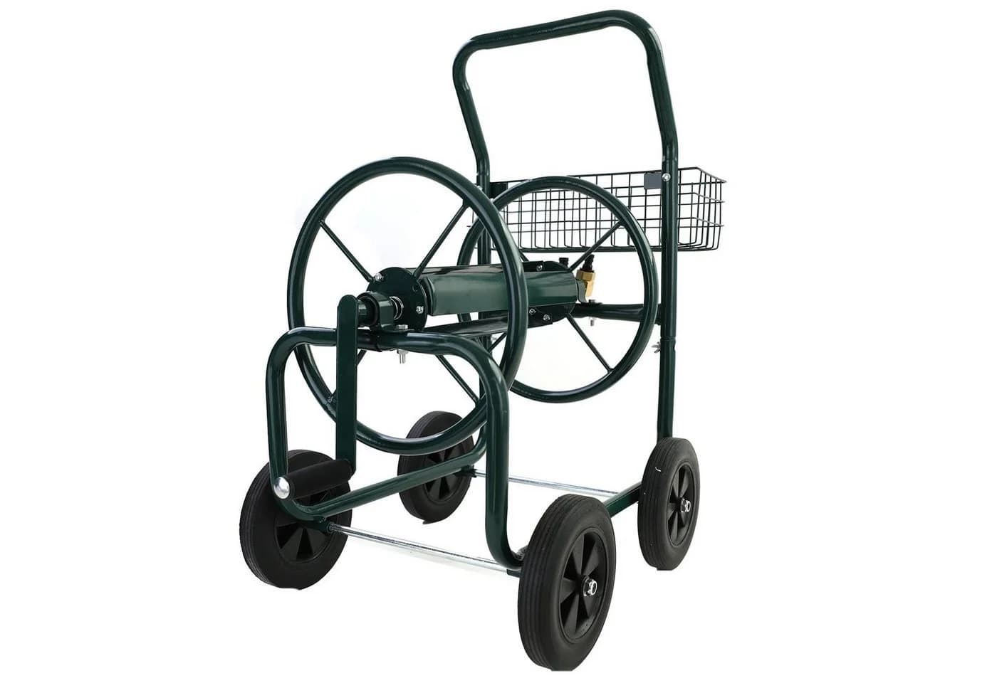 RAMROXX Schlauchwagen Grün mit Ablagekorb bis 60m Gartenschlauch