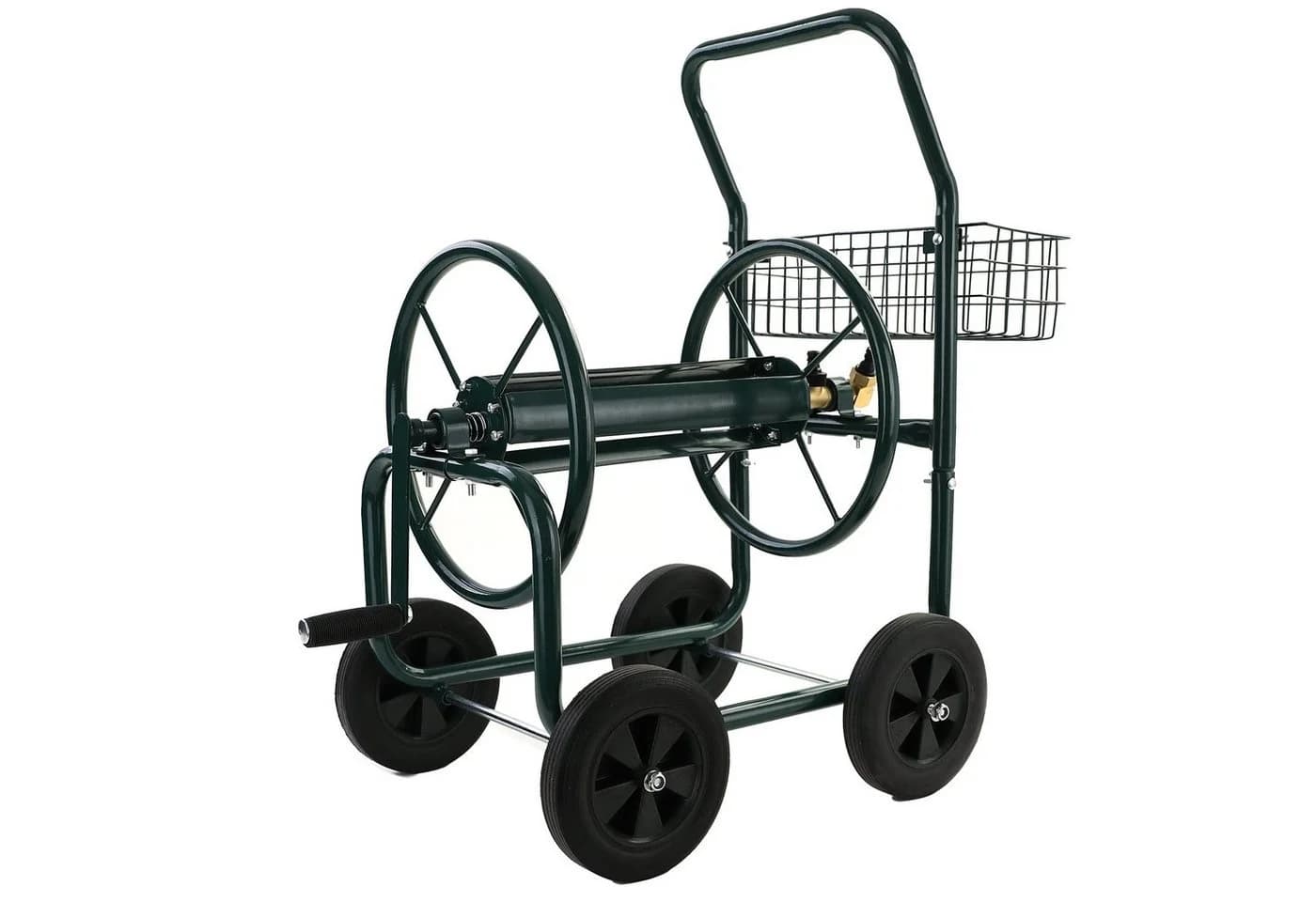 RAMROXX Schlauchwagen Grün mit Ablagekorb bis 60m Gartenschlauch - Bild 2