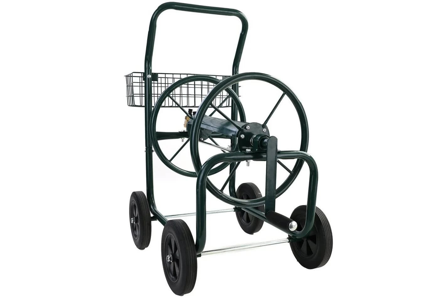RAMROXX Schlauchwagen Grün mit Ablagekorb bis 60m Gartenschlauch - Bild 4