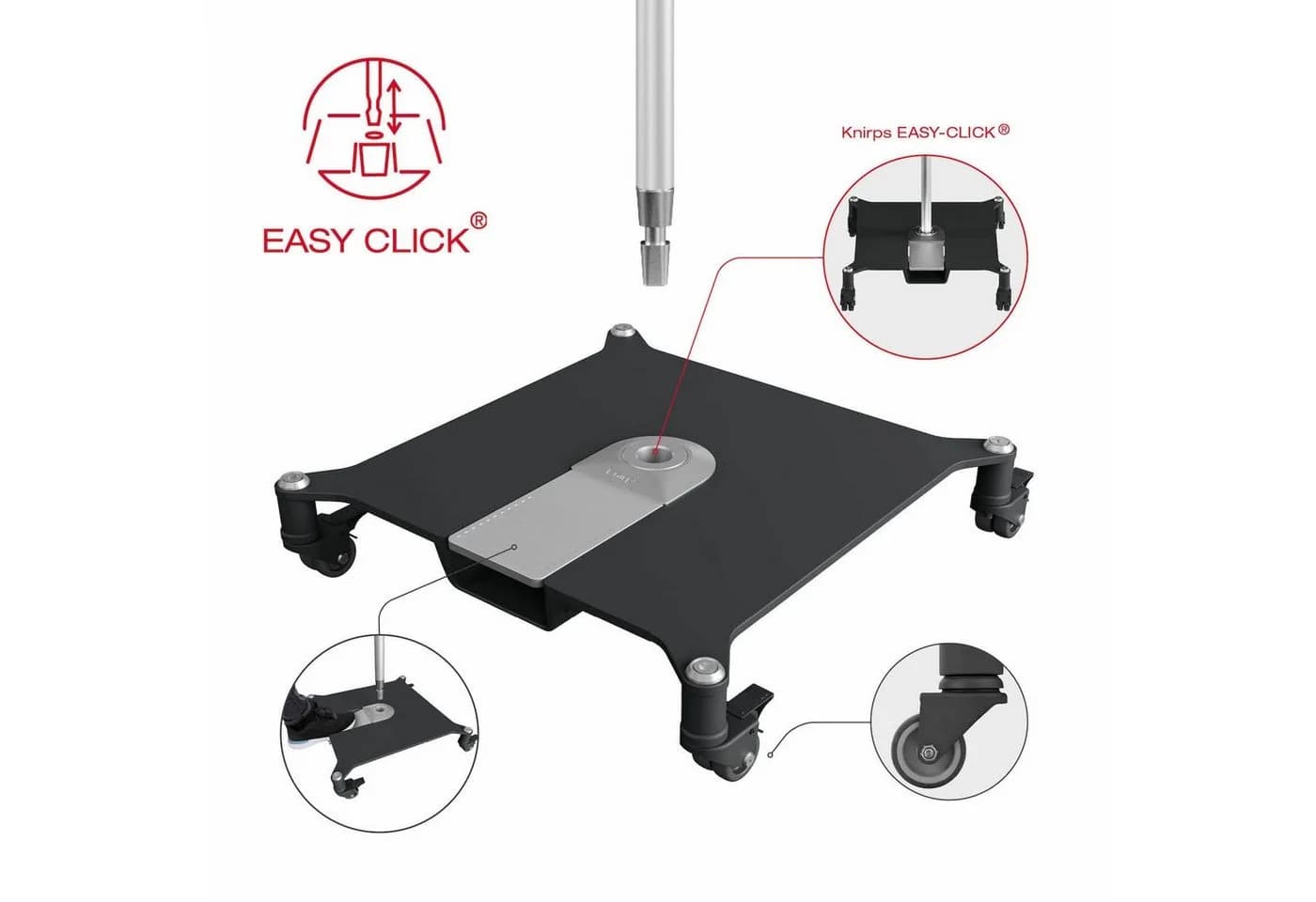 Knirps Easy-Click® Sockel 50 kg Stahl Schirmständer mit Rollen - Bild 2
