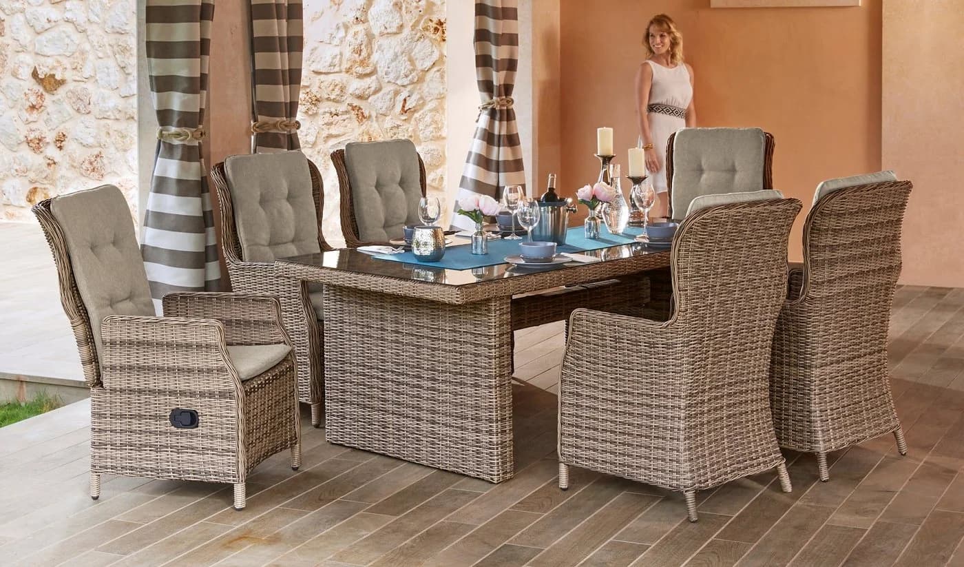 MERXX Riviera Garten-Essgruppe 6-tlg. Beige Polyrattan mit Auflagen - Bild 2
