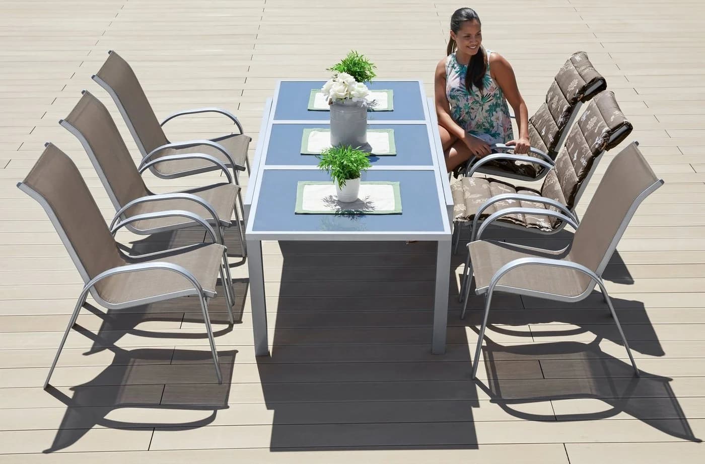 MERXX Garten-Essgruppe Amalfi 6-tlg. Grau Taupe Aluminium - Bild 2