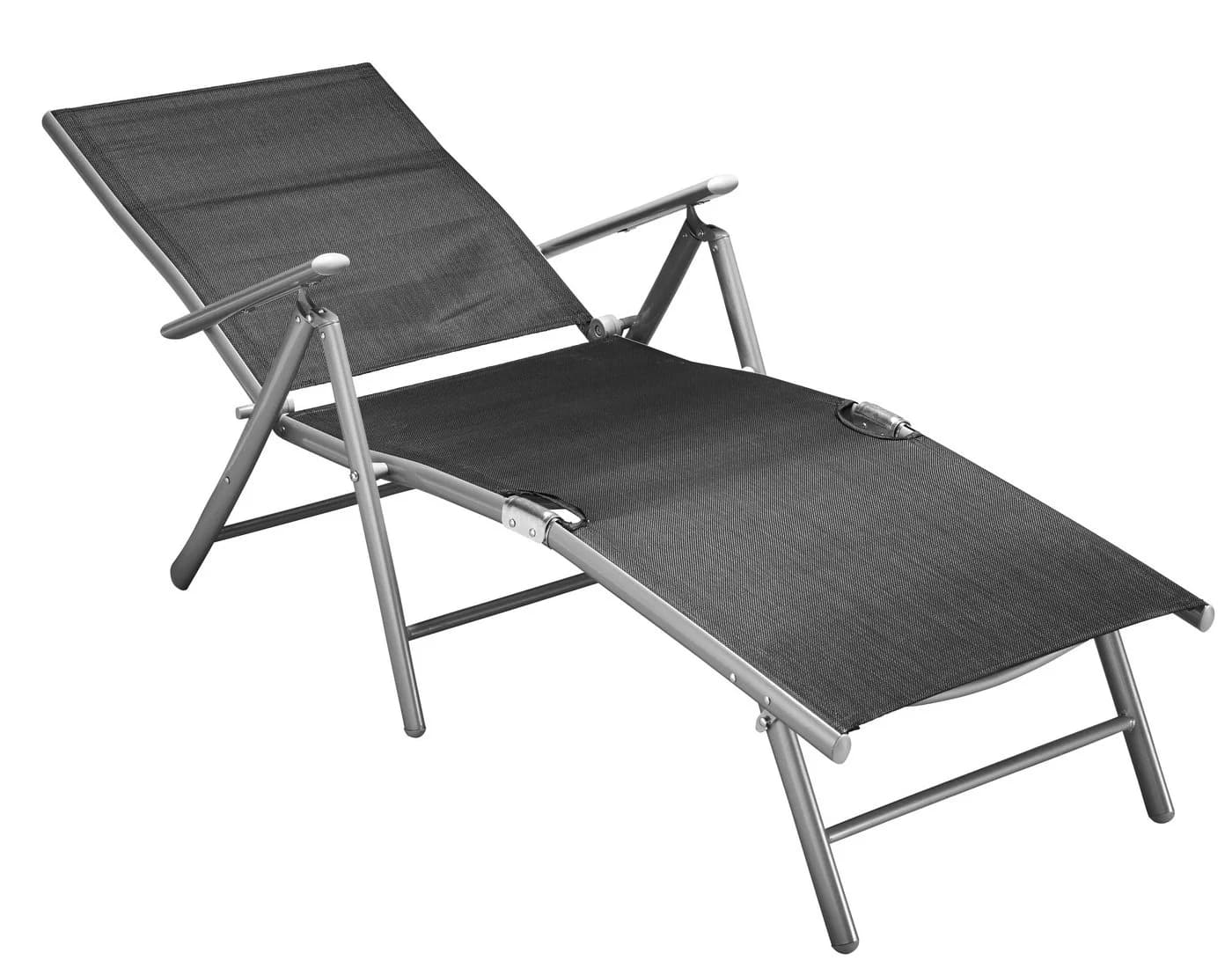 MERXX Gartenliege Schwarz Klappbar Aluminium 100% Polyester