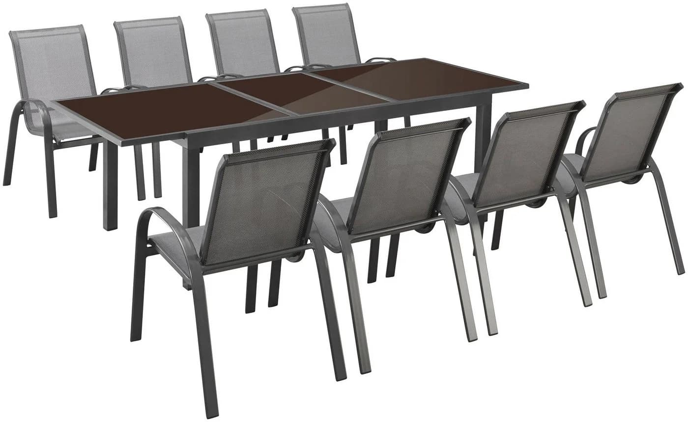 MERXX Garten-Essgruppe Amalfi 8-tlg. Grau/Braun Aluminium Polyester - Bild 3