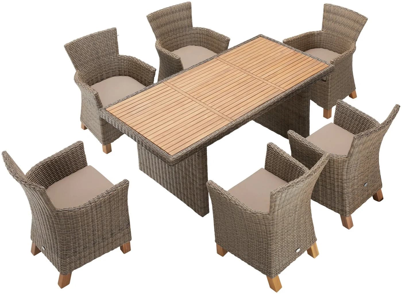 MERXX Garten-Essgruppe Toskana 6-tlg. Beige/Braun Aluminium Polyrattan - Bild 3