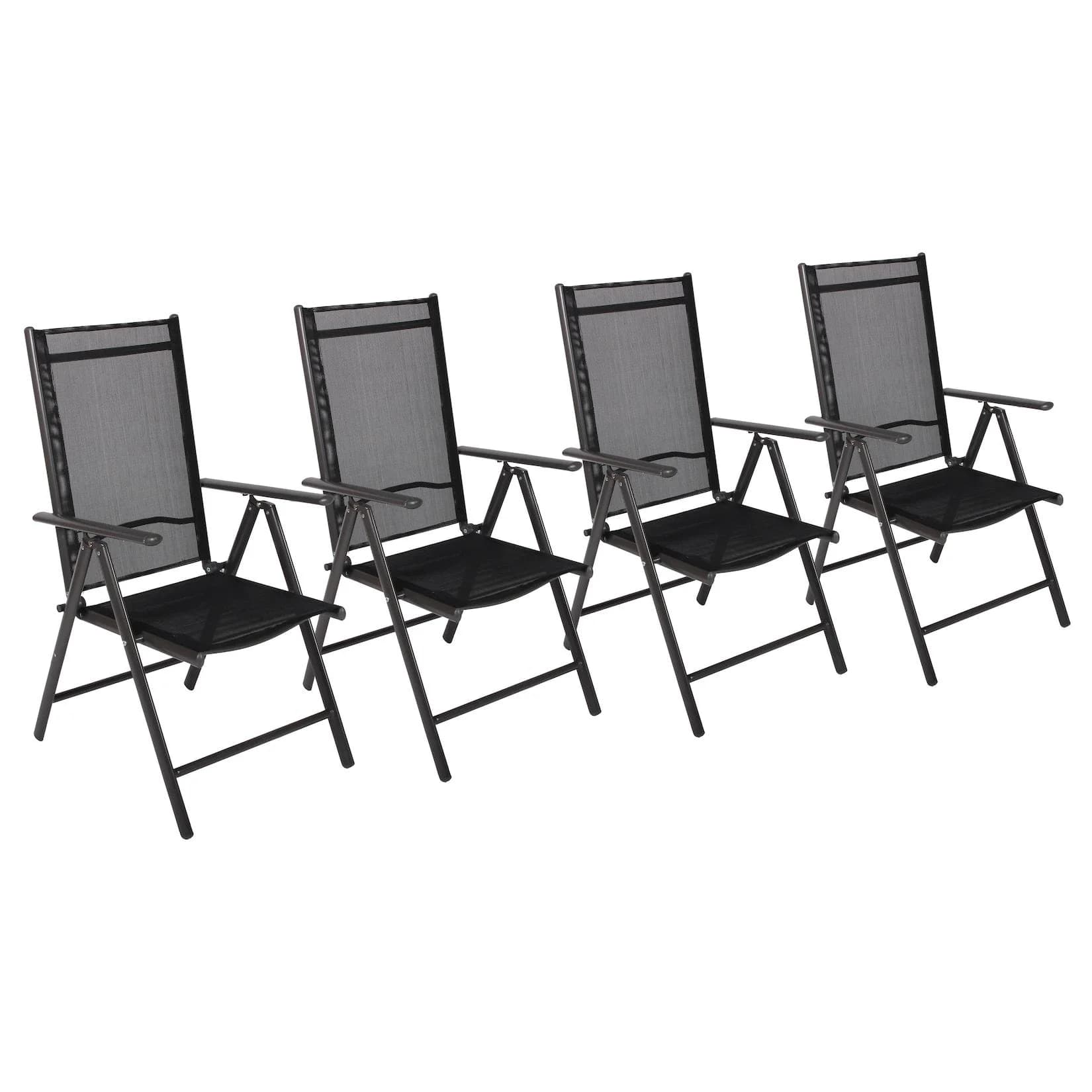 VCM 4er Set Alu Gartenstuhl Hochlehner Klappstuhl Anthrazit