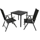VCM 3-teiliges Gartenmöbel-Set mit ESG-Glastisch und klappbaren Stühlen Bild 1