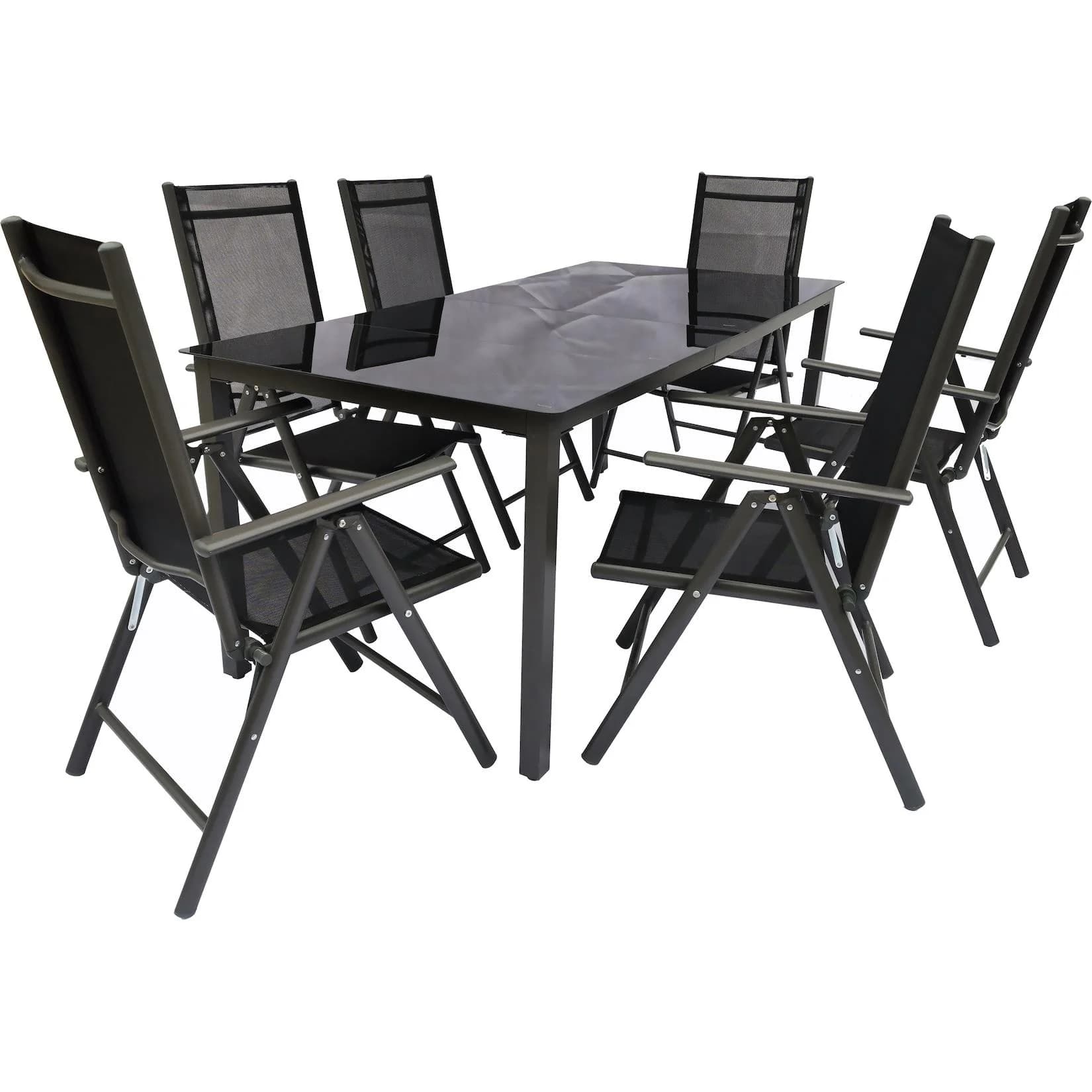 VCM 7-tlg. Gartenmöbel Set Sitzgruppe Essgruppe Anthrazit Aluminium Glas