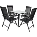 VCM 3-teiliges Gartenmöbel-Set mit ESG-Glas und klappbaren Stühlen Bild 1