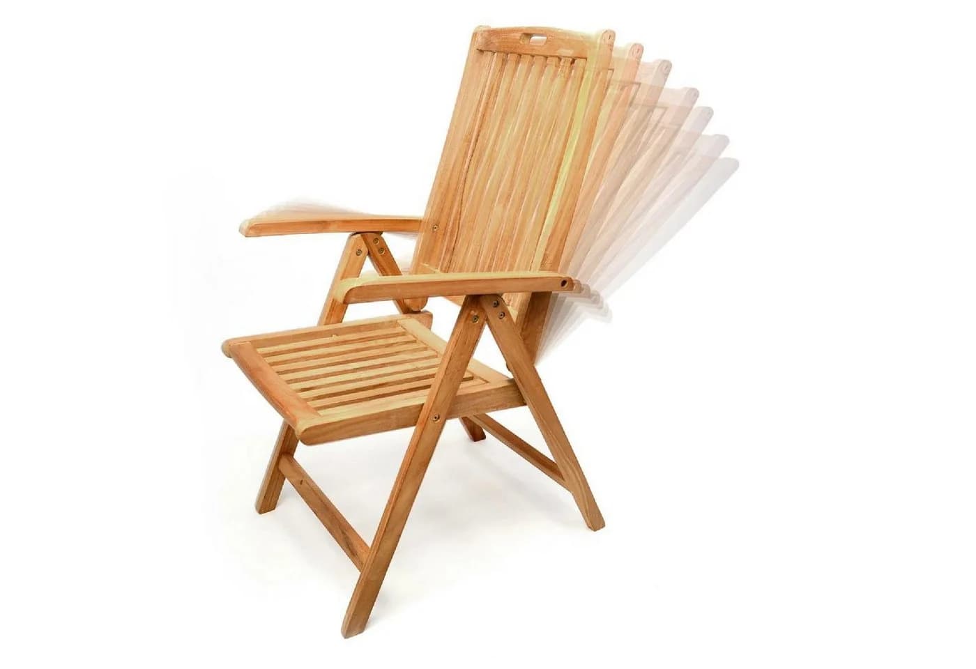 VCM Gartenstuhl Teak Hochlehner Klappstuhl verstellbar braun - Bild 5
