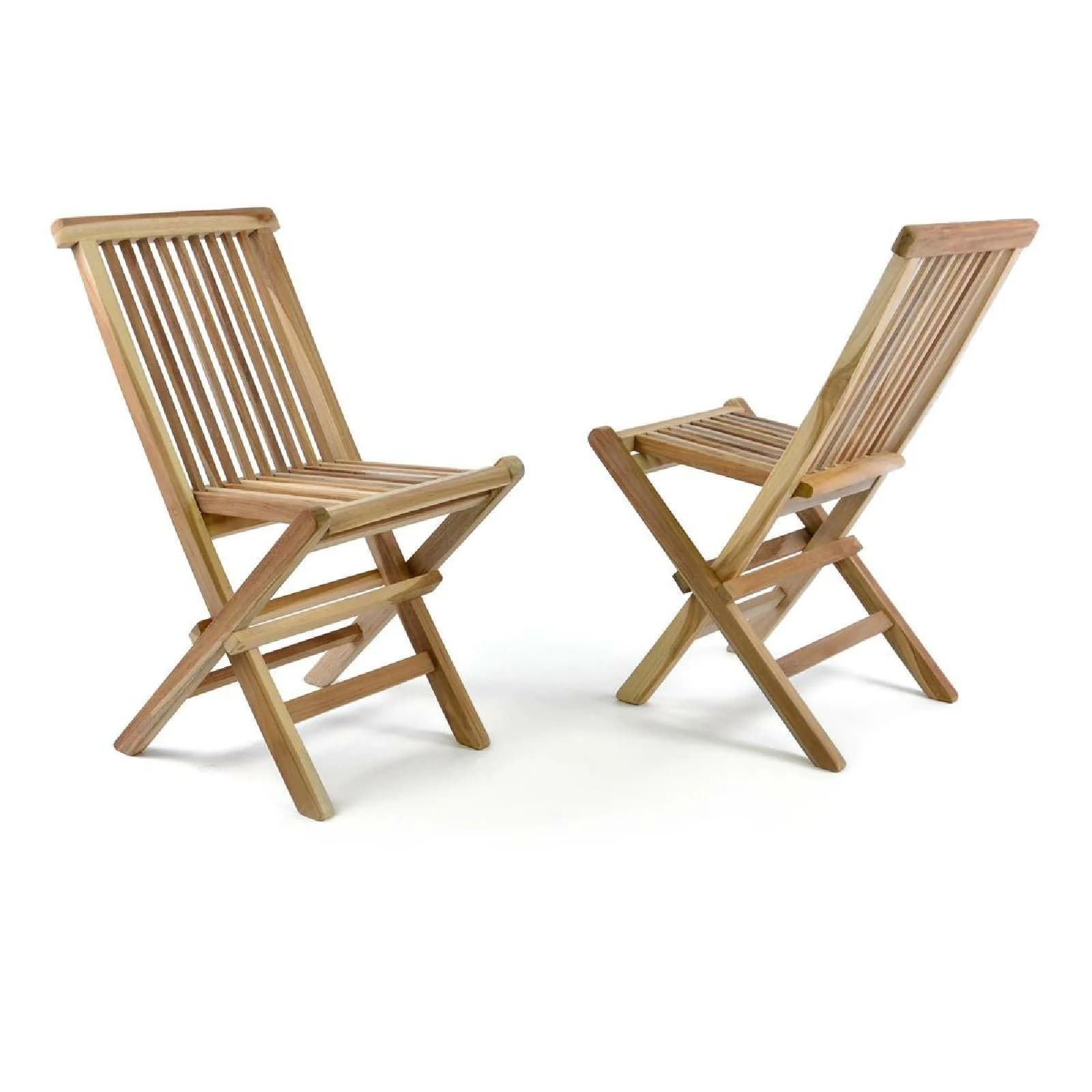VCM 2er Set Kinder Klappstuhl Gartenstuhl Teak Holz - Bild 2