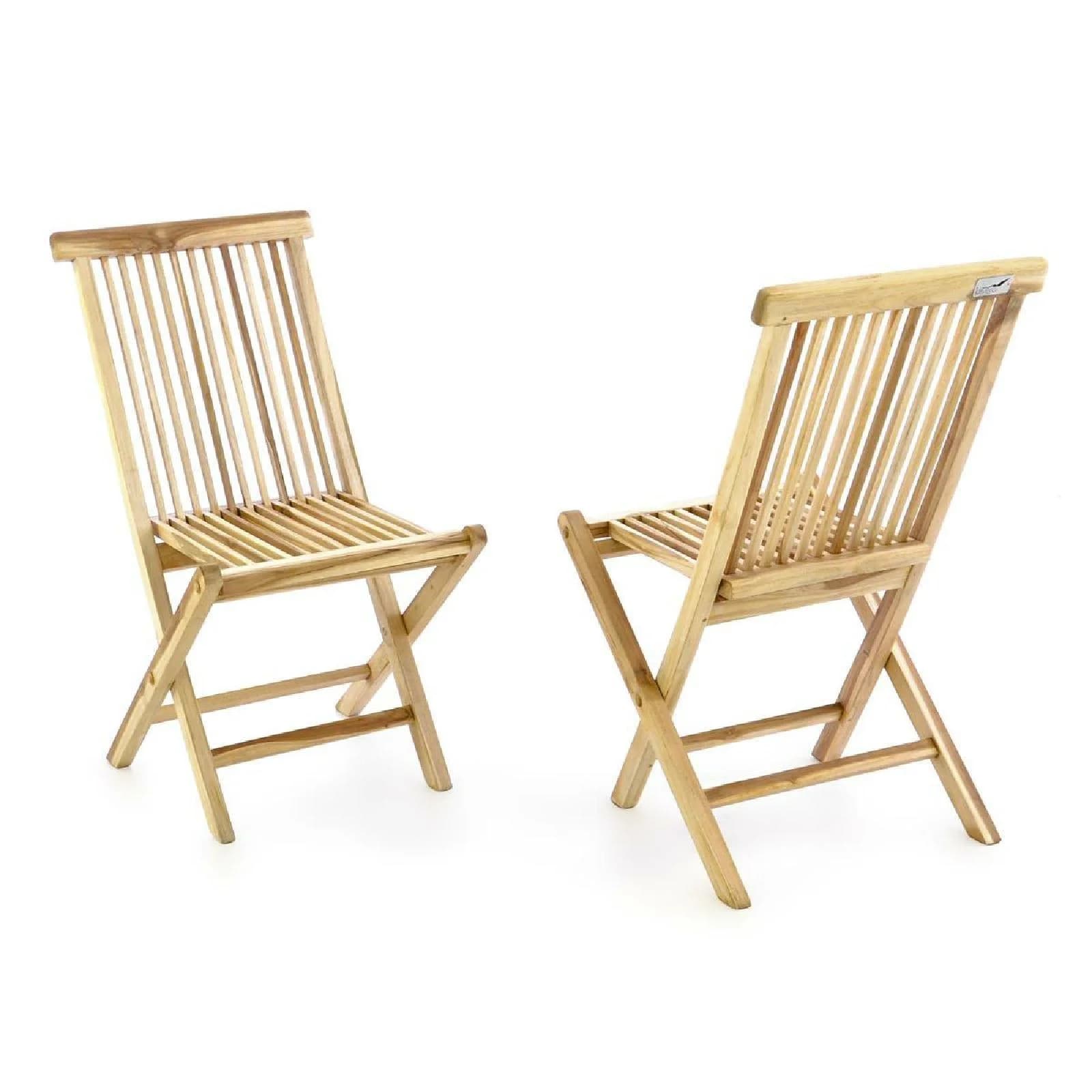VCM 2er Set Gartenstuhl Teak Holz Klappbar Braun - Bild 2