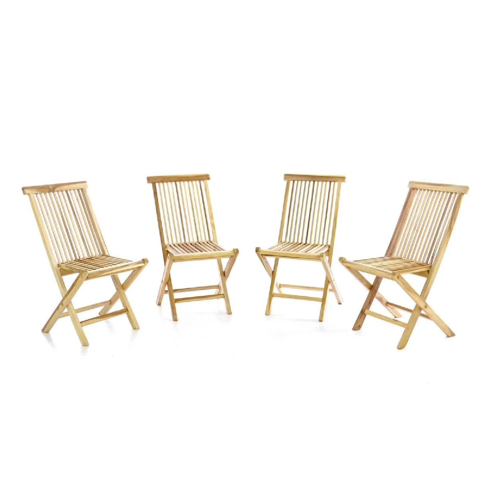 VCM 4er Set Gartenstuhl Teak Holz Klappbar Braun