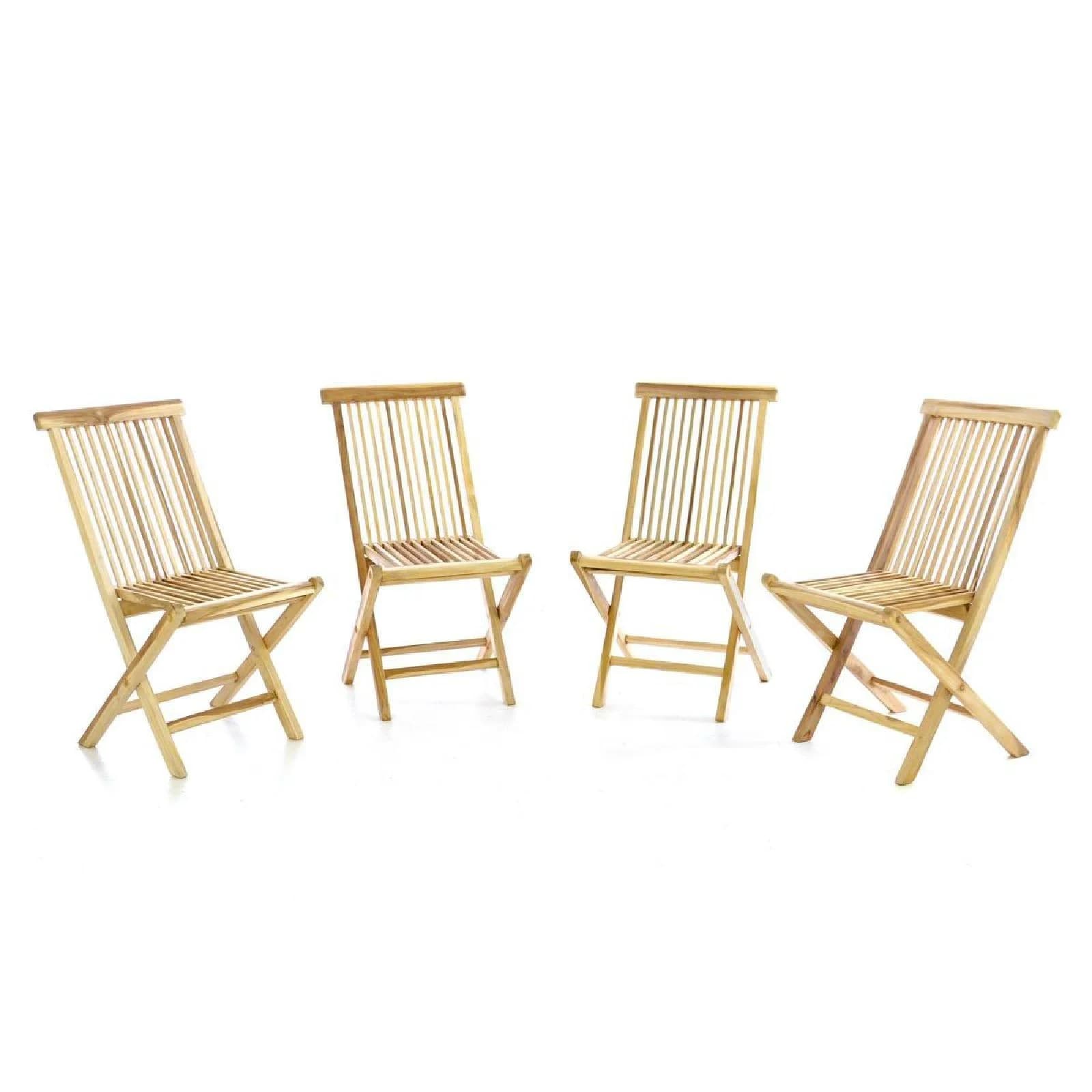 VCM 4er Set Gartenstuhl Teak Holz Klappbar Braun - Bild 2