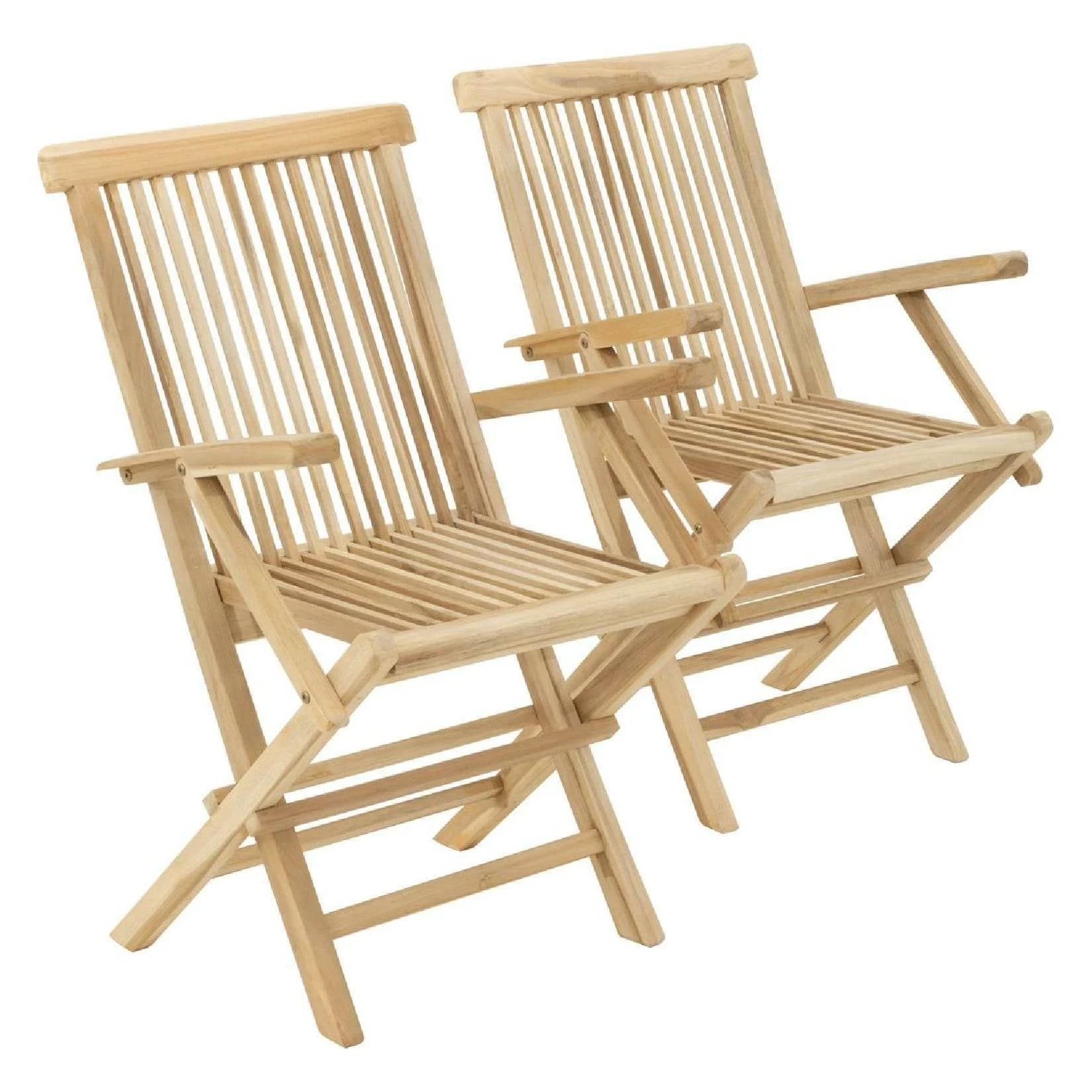 VCM 2er Set Gartenstuhl Teak Holz Klappbar Hochlehner Braun