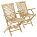 VCM 2er Set Gartenstuhl Teak Holz Klappbar Hochlehner Braun Bild 2