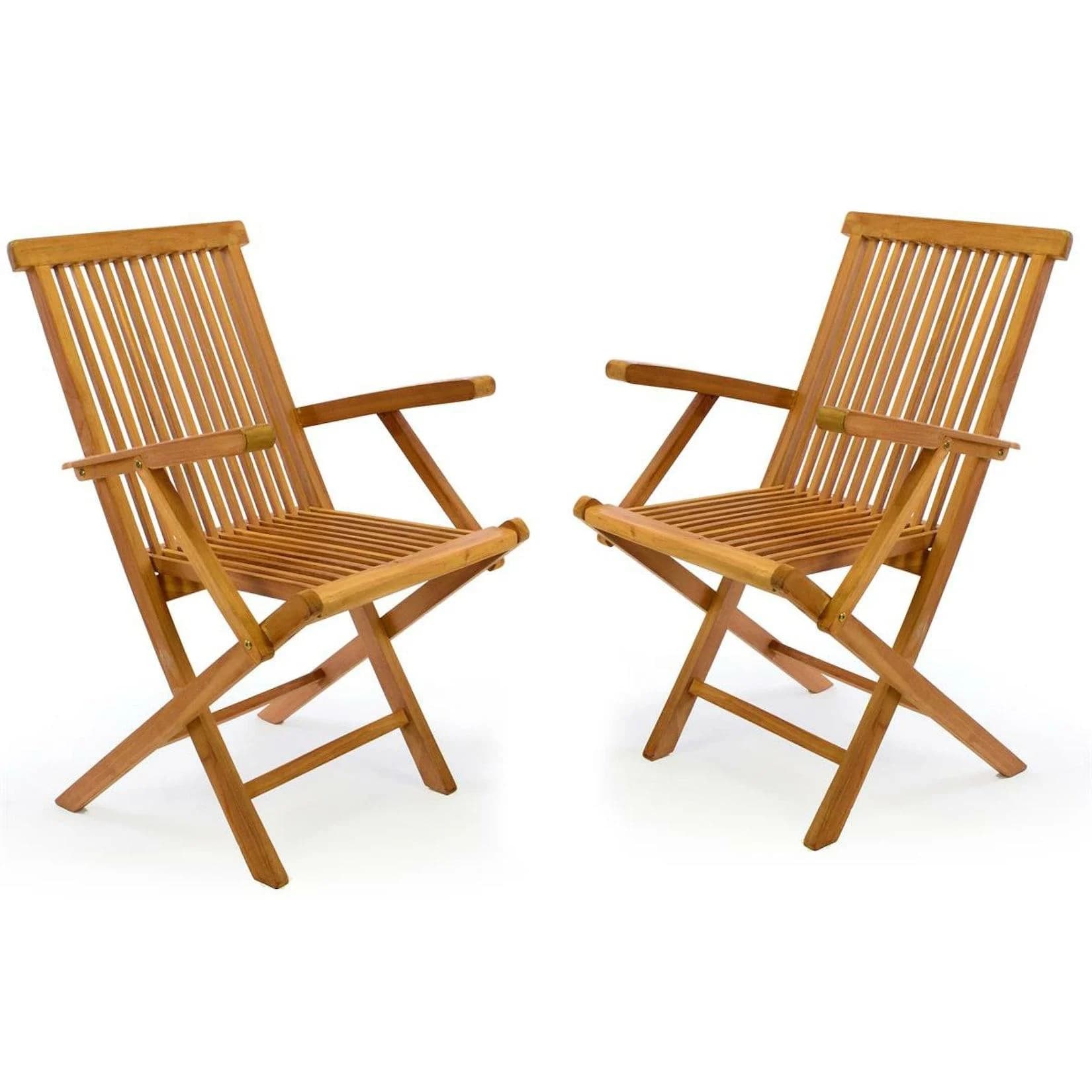 VCM 2er Set Gartenstuhl Teak Holz Klappbar Braun